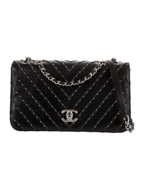 chanel studded chevron bag